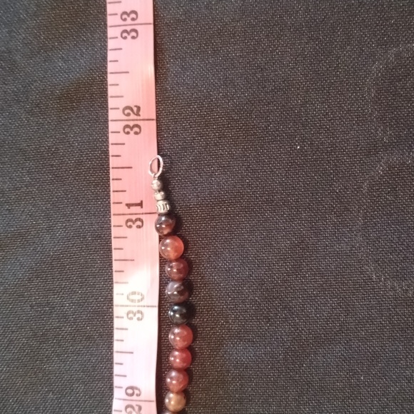 Necklace Handmade Red Agate,Round Red & Purple Stone & metal spacers beads 32" - Picture 7 of 8